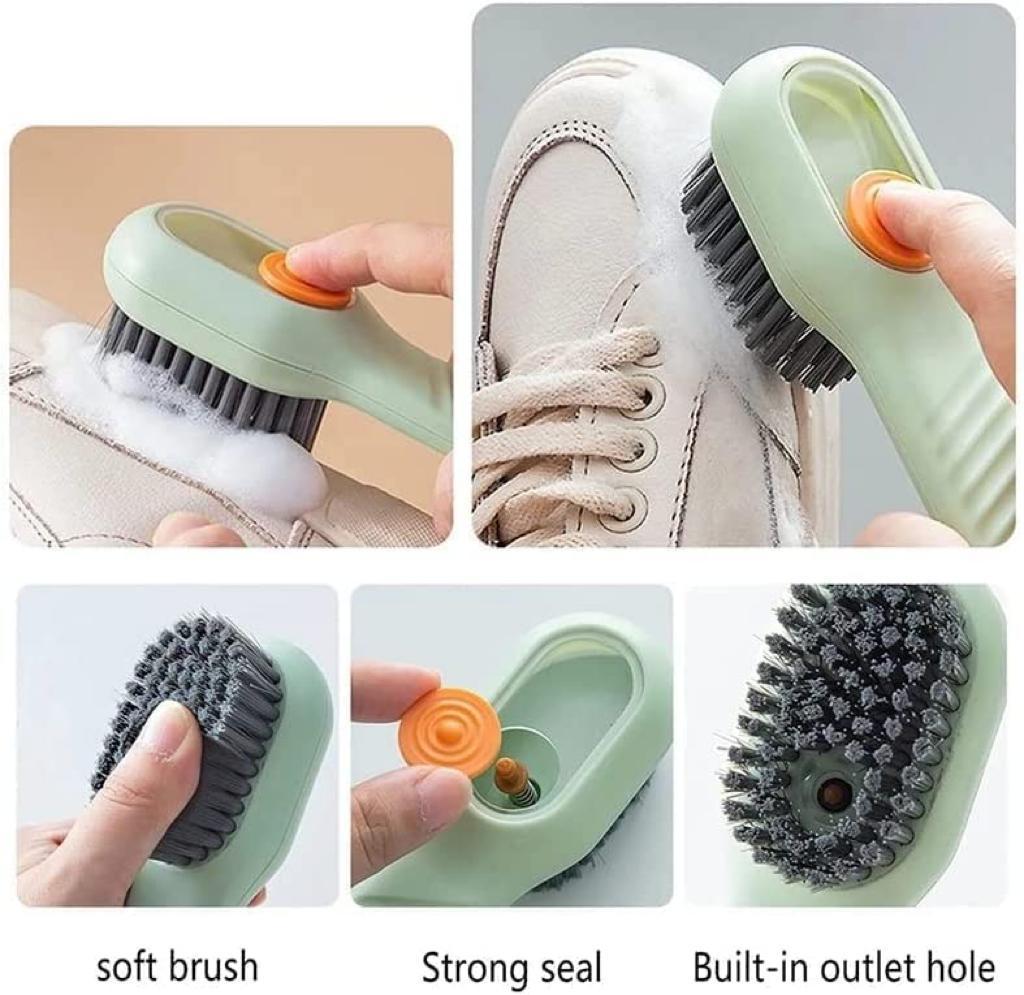 Soap Dispensing Cleaning Brush with Handle Scrubbing Reusable Washing Shoe Brush for Shoes Clothes Cleaning (Pack of 1)